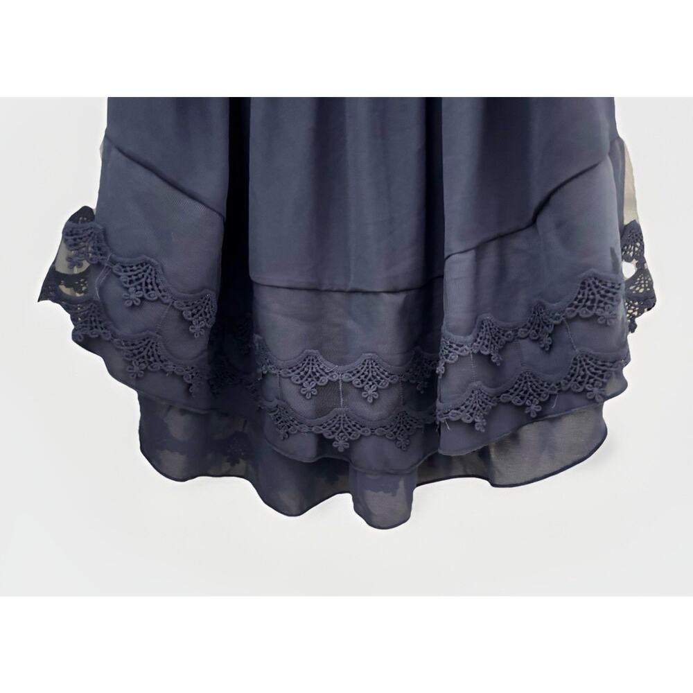 Women’s Navy Lace Crochet Blouse Sleeveless Chiffon Top Boho Chic Size XL - Picture 4 of 6